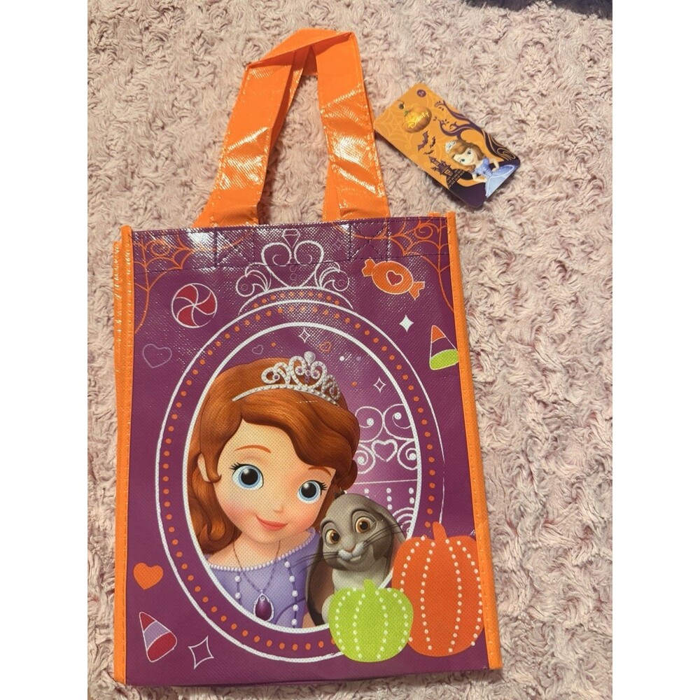 Disney Reusable Tote Bag Sack Small Sofia The First Orange Bunny Halloween